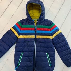Boden color stripes puffer jacket 9-10yo